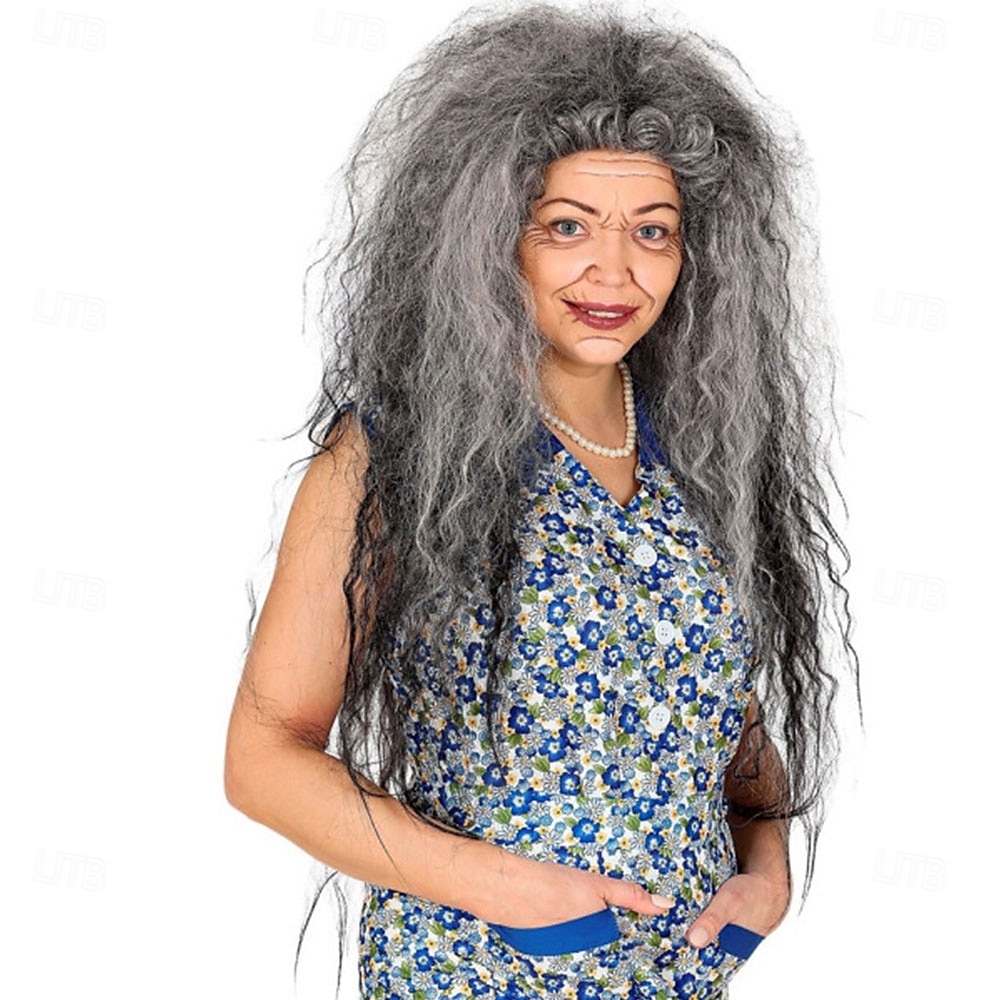 graue Wildhexenperücke – Hexenhaar für Halloween, Cosplay, Kostümpartys, Rollenspiele und Fantasy-Events 2025 - $26.99 –P3