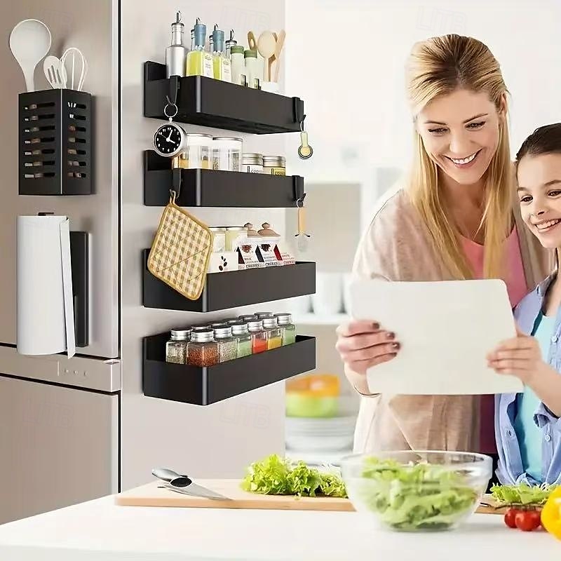 2pcs Large Magnetic Storage Baskets, No Drilling or Adhesive, Removable Multi-Purpose Racks for Fridge, Microwave, Washer Side, Magnetic Spice Organizer for Kitchen 2025 - $18.99 –P1