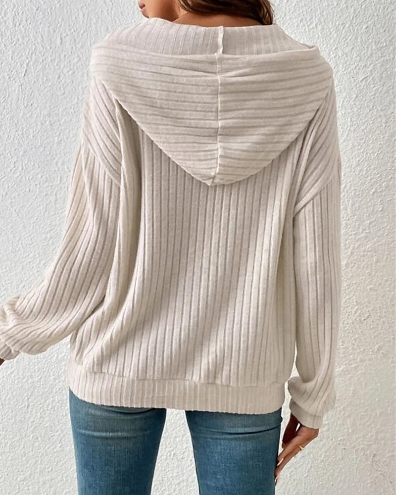 Dame Pullover hettegenser-genser عادي Gatemote Fritid Behagelig Langermet Med hette Vanlige topper Gate Ferie Ut på byen Lomme foran Svart Beige Grå Høst 2025 - $26.99 –P3