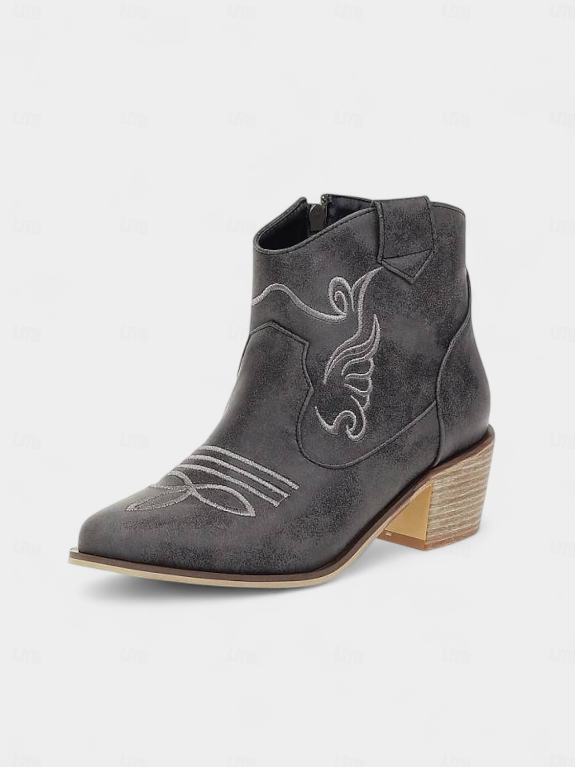 női világoskék velúr western bokacsizma – hímzett, hegyes orrú cowboy csizma country koncertekre, fesztiválokra és szabadtéri őszi szettekhez 2025 - $54.99 –P3