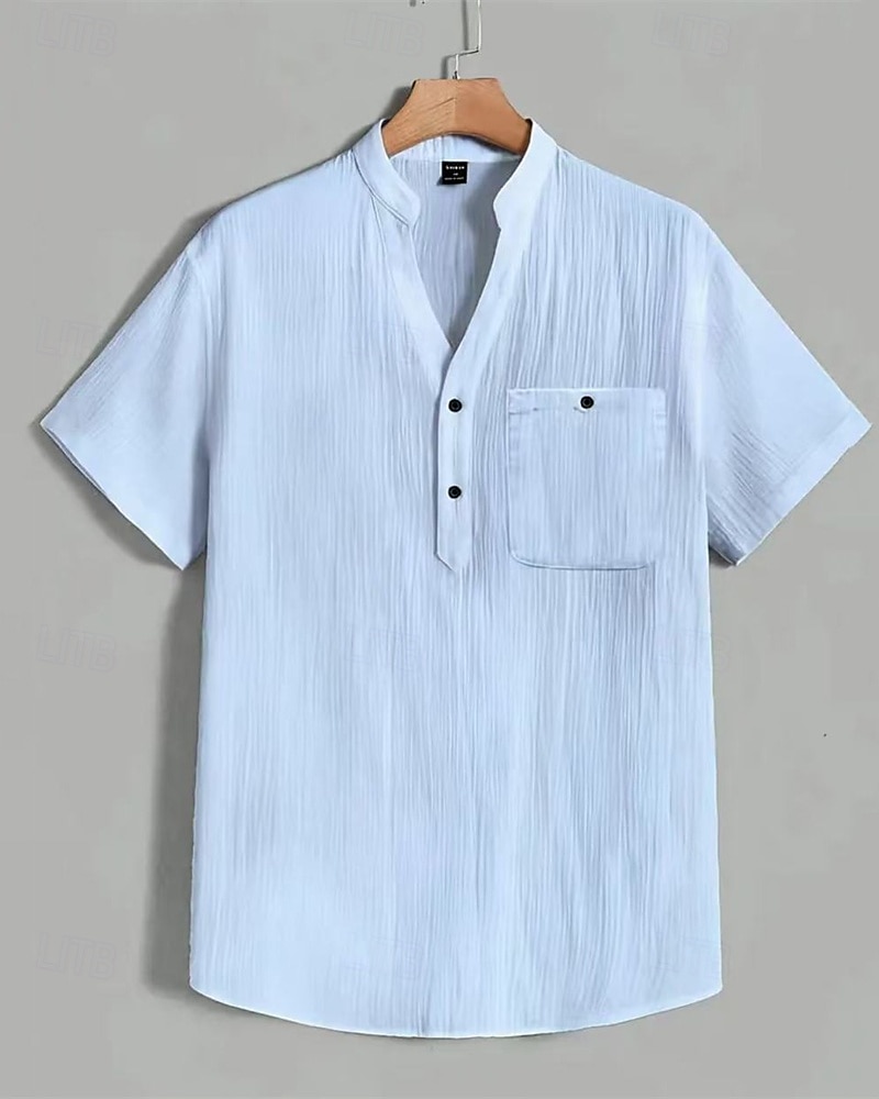 Per uomo Camicia Camicia popover Camicia Estiva Camicia casual Camicia da Spiaggia Bianco Rosa Azzurro cielo Manica Corta Semplice Colletto alla coreana Vacanza Camicia hawaiana Tasca Abbigliamento del 2025 a $30.99 –P9