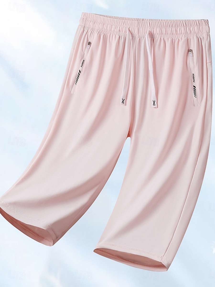 Dam Kinesiska Shorts Grundläggande Ledigt Knelängd Hög midja Ensfärgat Ficka Elastiskt midjeband Bekväm Mjuk Microelastisk Utomhus Gata Svart Rodnande Rosa Purpur Grå Sommar Normal 2025 - $20.99 –P1