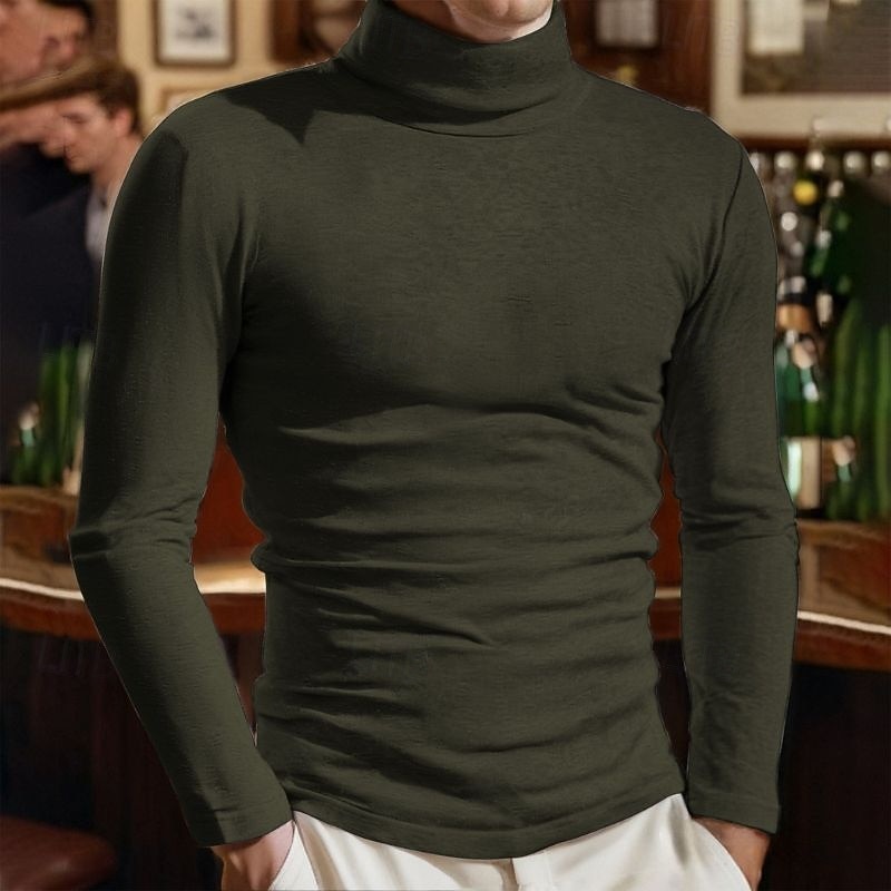 Męskie Sweter sweter Sweter z dzianiny Prążkowany Robić na drutach Zwykłe topy Dzianiny Równina Golf Moda Codzienny Urlop Dzienne zużycie Odzież Jesień i zima Wino Czarny S M L 2026 - $16.99 –P8