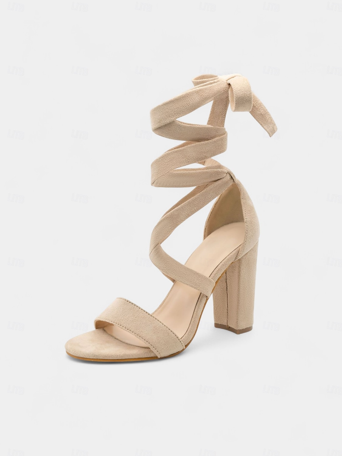 Beige Damen-Sandalen mit Blockabsatz und Schnürung – Riemchen-Partyschuhe mit offener Spitze für das Nachtleben und Abendveranstaltungen 2025 - $32.99 –P9