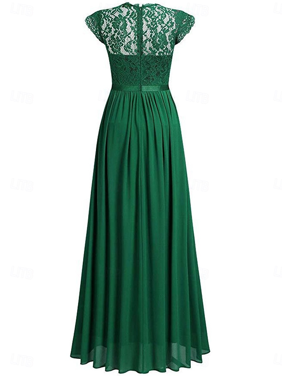 Pentru femei Rochie Lunga Rochie Maxi Rochie de dantela Rochie de Cocktail Rochie pentru invitata de nunta Șifon Elegant Modă Modern În aer liber Petrecere cu cocktail Fit regulat Simplu Manșon scurt 2025 - $27.99 –P9