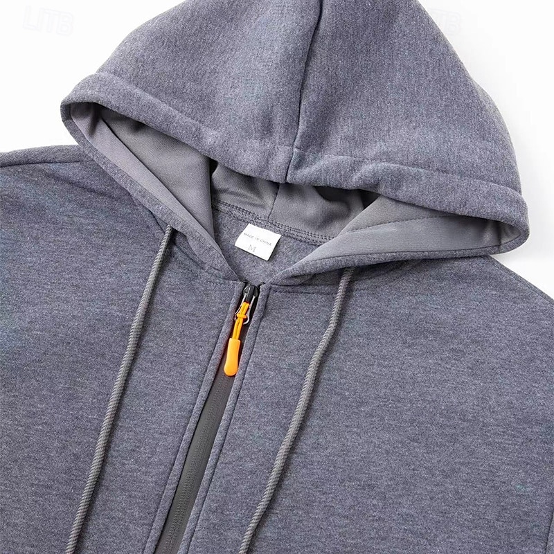 Per uomo Felpa con cappuccio Felpa con cappuccio a zip intera Felpa con cappuccio tattica Nero Blu marino Cammello Grigio chiaro Grigio scuro Con Cappuccio Semplice Tasca Sport & Outdoor Casuale del 2025 a $23.99 –P6