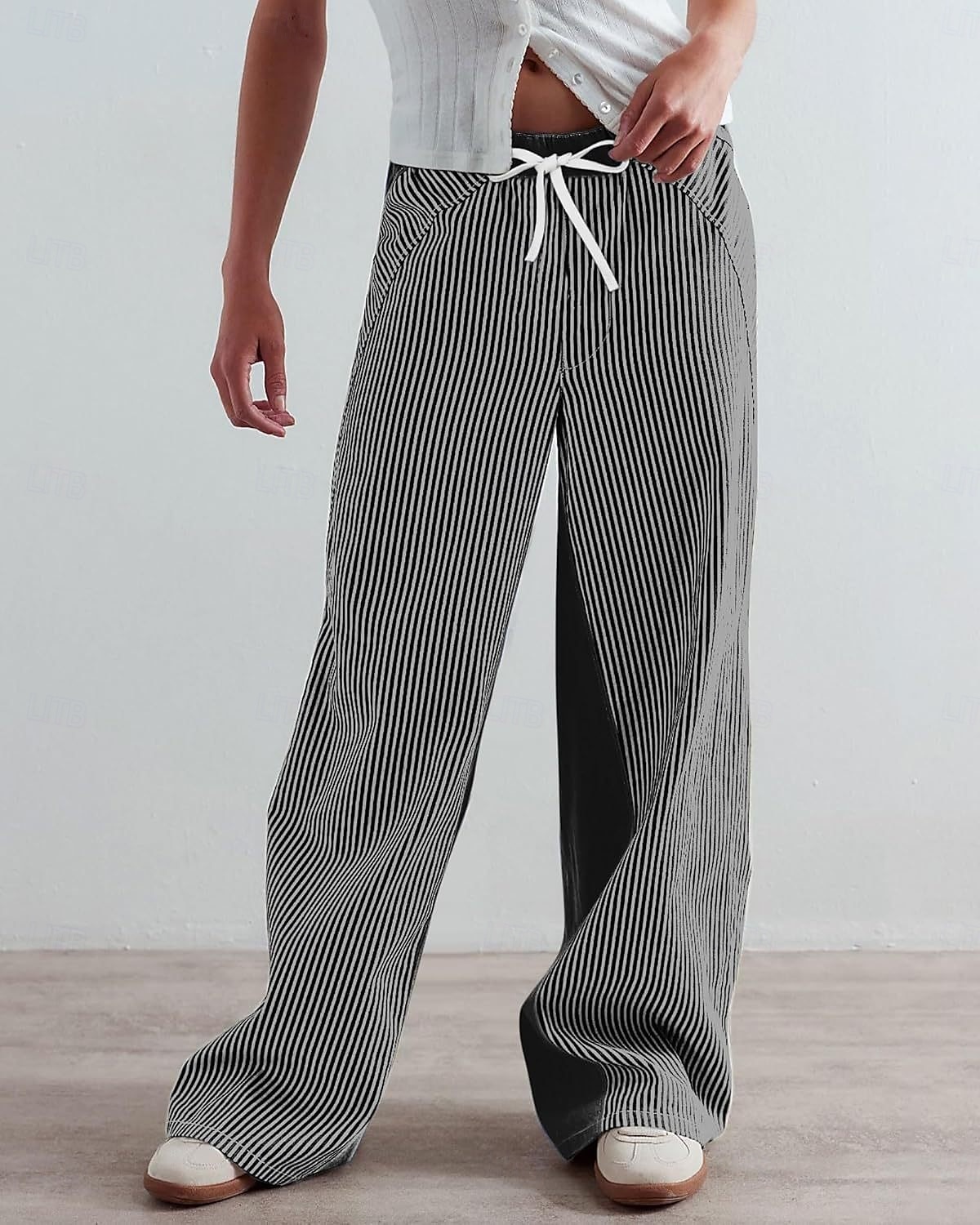 dam bomullsblandad denim culottes vida ben semester vintage snygg full längd medelhög midja randig lapptäcke randig bekväm oelastisk utomhus semester hem marinblå jordgul svart armégrön 2025 - $44.99 –P9