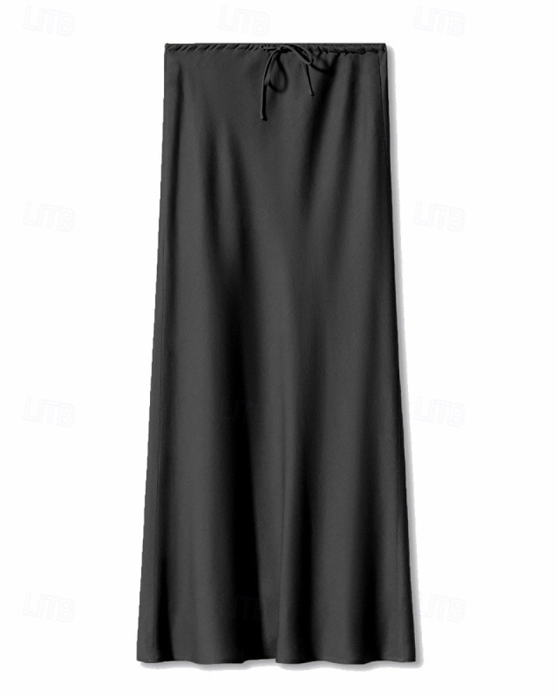 Mujer Falda Casual Maxi Tiro Medio Faldas Plano Correa Microelástico Vacaciones Calle Vino Azul marinero Negro Verde Ejército Otoño Poliéster 2025 - $22.99 –P20