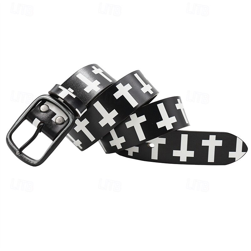 Men's Belt Waist Belt Black White Dermis Alloy Durable Adjustable Cross Outdoor Daily 2025 - $29.99 –P5