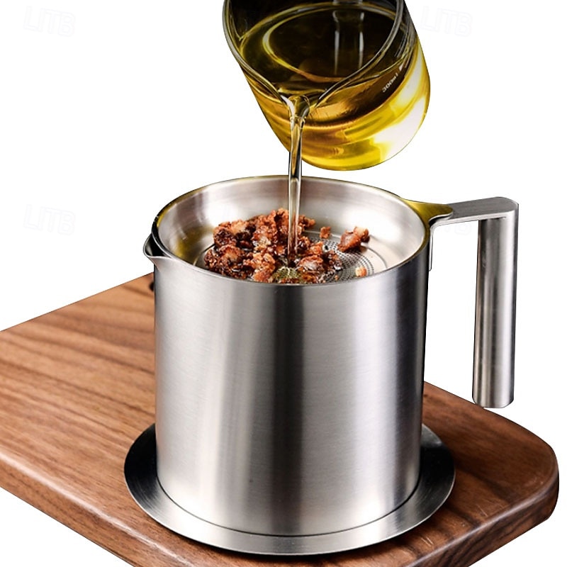 Filtro e contenitore per grasso in acciaio inox da 1,2 l/1,7 l - grande contenitore per la raccolta del grasso con coperchio antipolvere &impugnatura facile da impugnare - per pancetta, cottura in del 2025 a $32.99 –P8