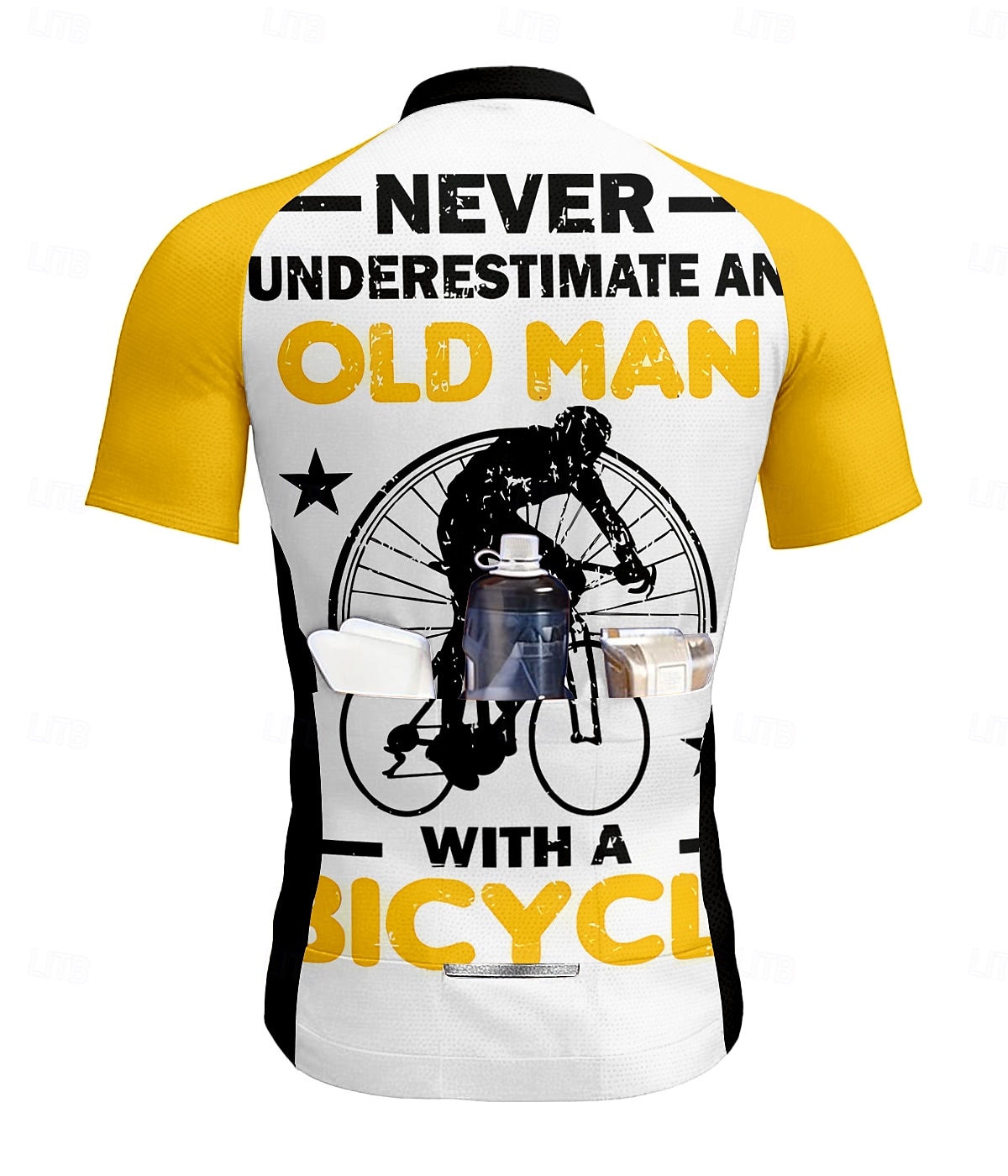 Homens Camisa para Ciclismo Manga Curta Moto Camisa / Roupas Para Esporte Blusas com 3 bolsos traseiros Resistente a UV Secagem Rápida Zíper Frontal Tiras Refletoras Amarelo Esportes Roupa de 2025 por $28.99 –P2