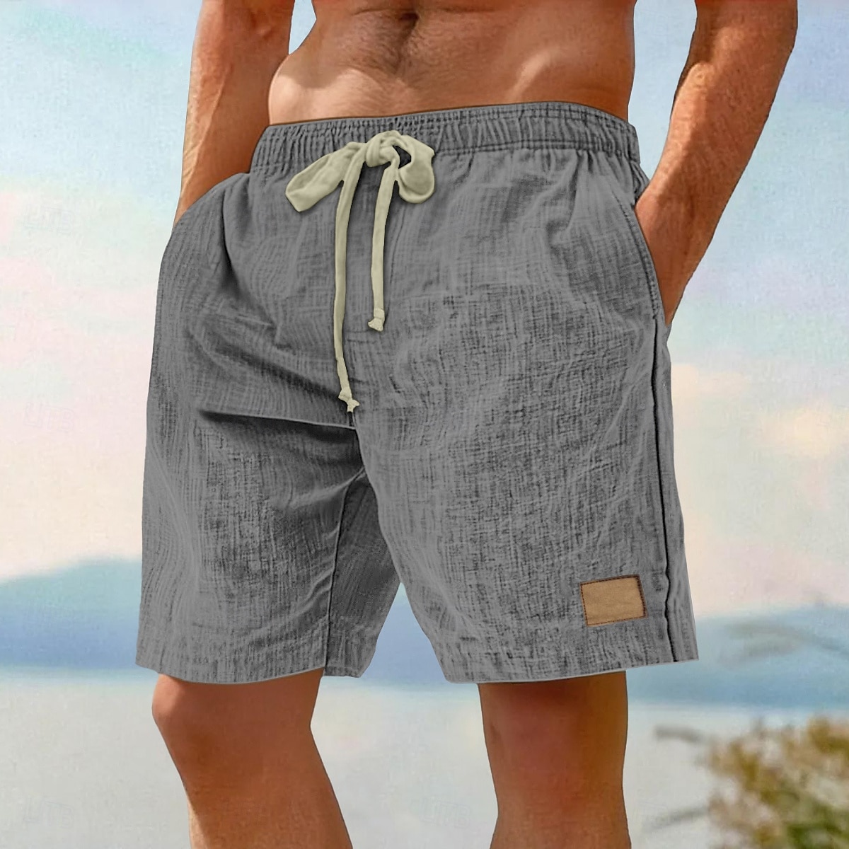 Herr Shorts Sommarshorts Beach Shorts Ficka Elastisk midja Snörning Slät Komfort Andningsfunktion Knelängd Semester Helgdag Strand Semester Hawaiisk Svart Rodnande Rosa Oelastisk 2025 - $21.99 –P5