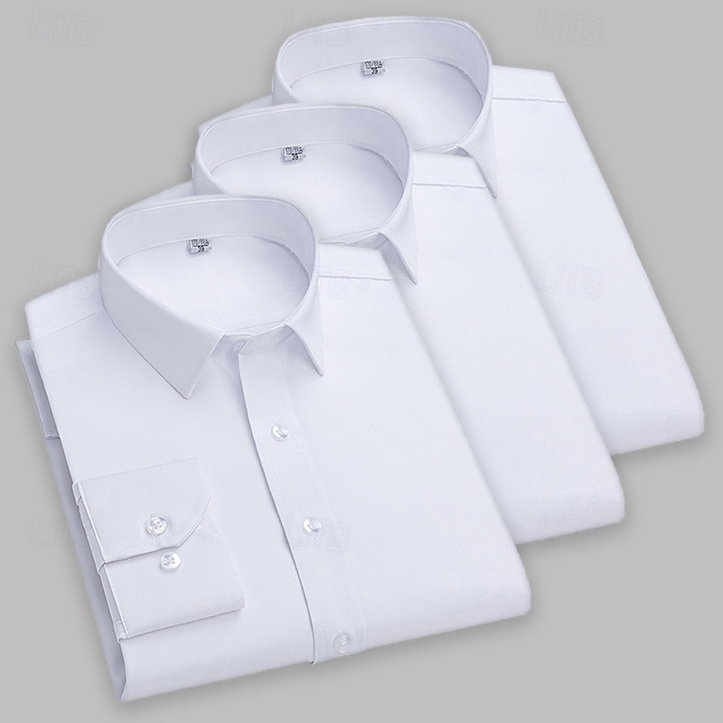 Herren Hemd Kleidhemd Knopfhemd Smokinghemden Einfarbig Büro & Karriere Alltagskleidung Hellblau Schwarz Weiß Grün Langarm Hemdkragen Ganzjahres Bekleidung Mehrfachpackung 2026 - $42.99 –P2