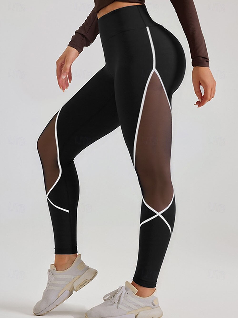 Per donna Collant Collant Atletico Lunghezza al polpaccio Vita Alta Patchwork Patchwork Comodo Sollevamento glutei Controllo addominale Yoga Casual Quotidiano Nero Primavera Autunno Aderente del 2025 a $18.99 –P1