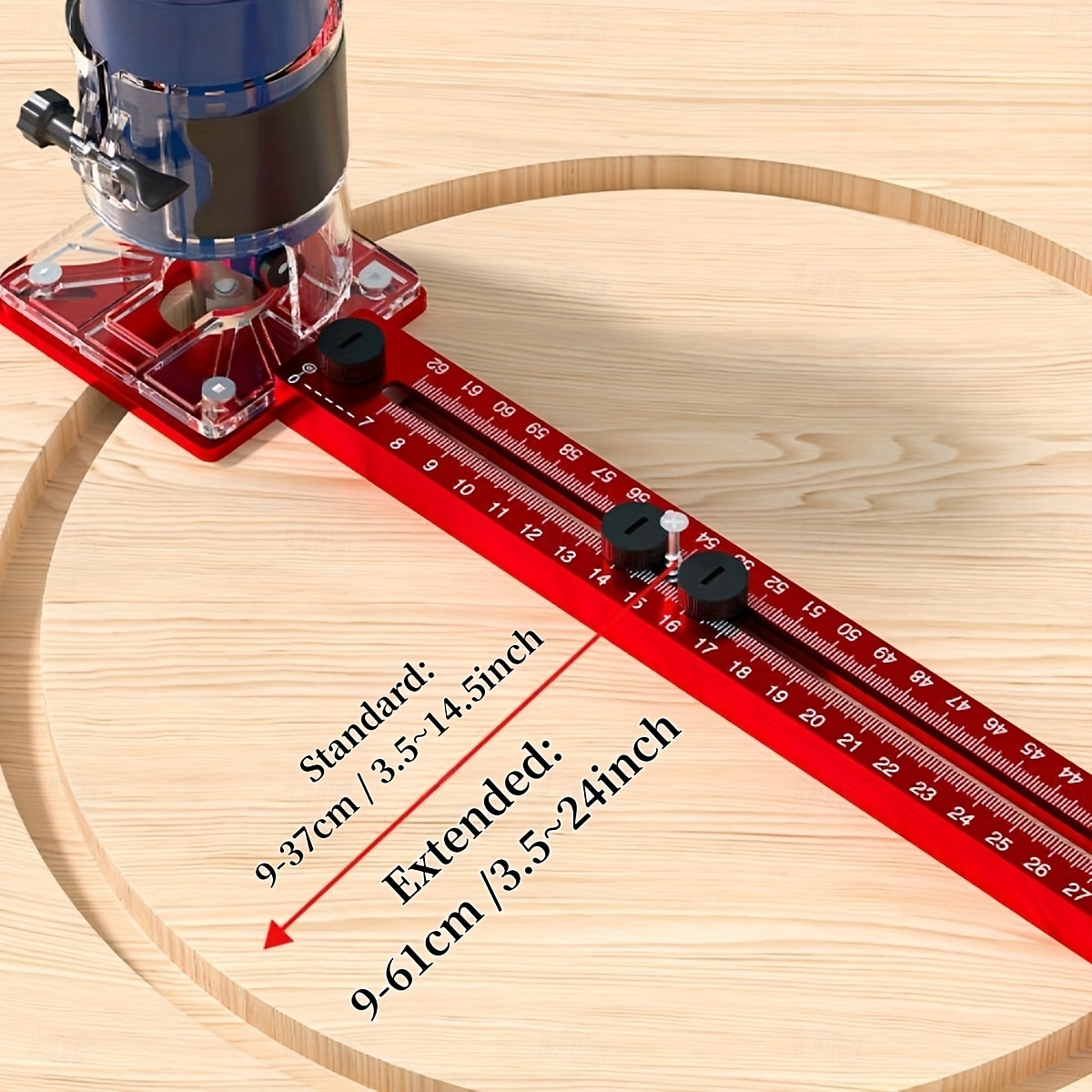 Fraiseuse à bois multifonctionnelle 3 en 1 avec pince en aluminium - outil de coupe et de fraisage circulaire de précision avec support de rainure réglable, base rouge et rail en acrylique transparent de 2025 ? $63.99 –P2