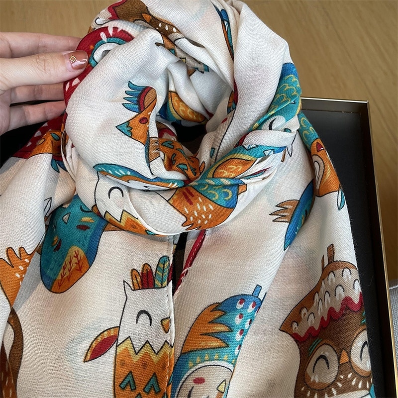 Foulard Rectangulaire Femmes Rue Quotidien Date Blanc Bleu Écharpe Animal de 2025 ? $18.49 –P5