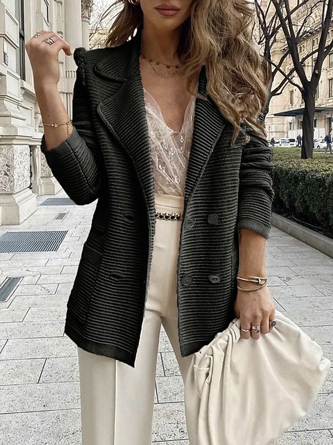 Damen Blazer Bequem Atmungsaktiv Knöpfe Mode Modern Einfach Arbeit Täglich Regulär Umlegekragen Normale Passform Langarm Oberbekleidung Schwarz Weiß Rosa Frühling Herbst 2025 - $29.99 –P5