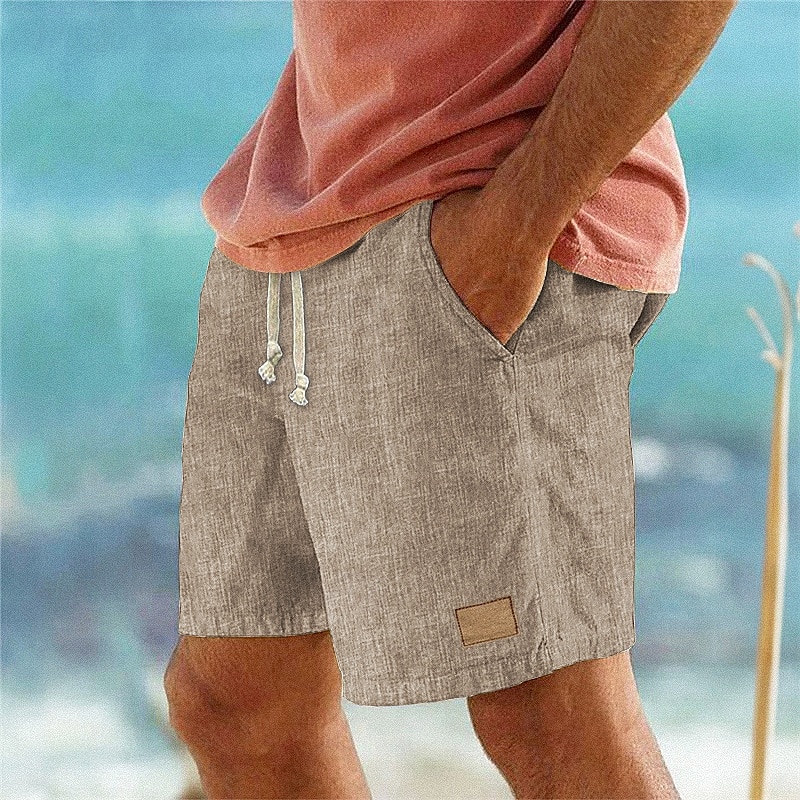 Men's Shorts Linen Shorts Summer Shorts Beach Shorts Drawstring Pocket Elastic Waist Plain Comfort Breathable Short Beach Vacation Holiday Hawaiian Boho Blue Black 2026 - $22.99 –P5