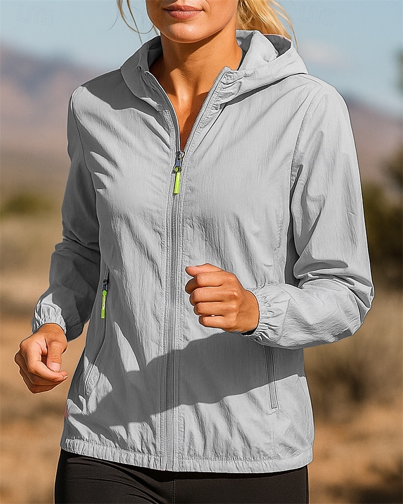 Жен. Куртка для бега Куртка для активного отдыха Карманы Полный почтовый индекс Длинный рукав Верхняя одежда Атлетический Осень Однотонный 2025 - $18.99 –P6