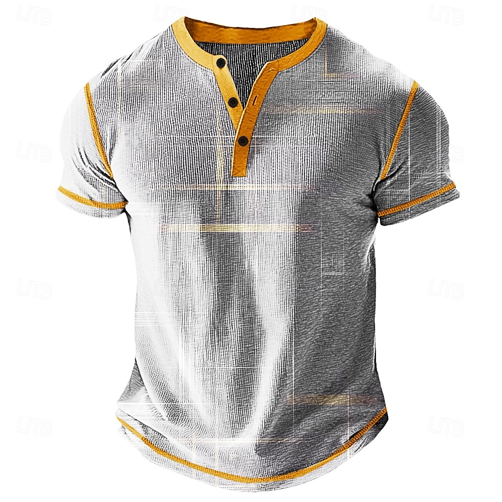 Miesten Kuvitettu Abstrakti Henley-paita Vohveli T-paita Lyhythihainen Päivittäin Retro / vintage Klassinen Urheilu ja ulkoilu Kausaliteetti Pyhäpäivä Kevät kesä Kaikki vuodenajat Vaalea 2025 - $22.99 –P5