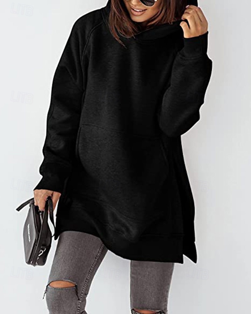 Dame Pullover hettegenser-genser عادي Gatemote Fritid Langermet Med hette Vanlige topper Gate Ferie Lomme Svart Rosa Vin Beige Lyseblå Vinter 2025 - $23.99 –P7