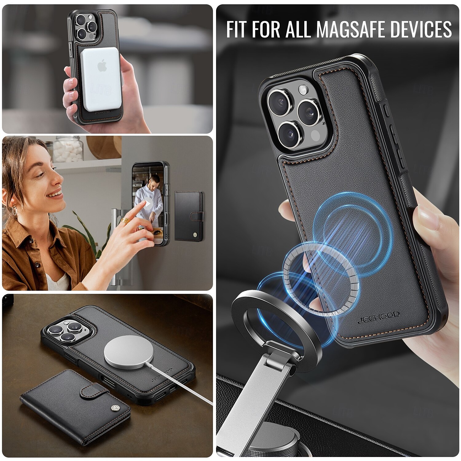 2025年 電話 ケース 用途 iPhone 16 Pro Max プラス iPhone 15 14 Pro Max Plus iPhone 16e バックカバー スタンド付き 磁石バックル ワイヤレス充電をサポート レトロ風 TPU PUレザー コレクション – $17.99 –P10