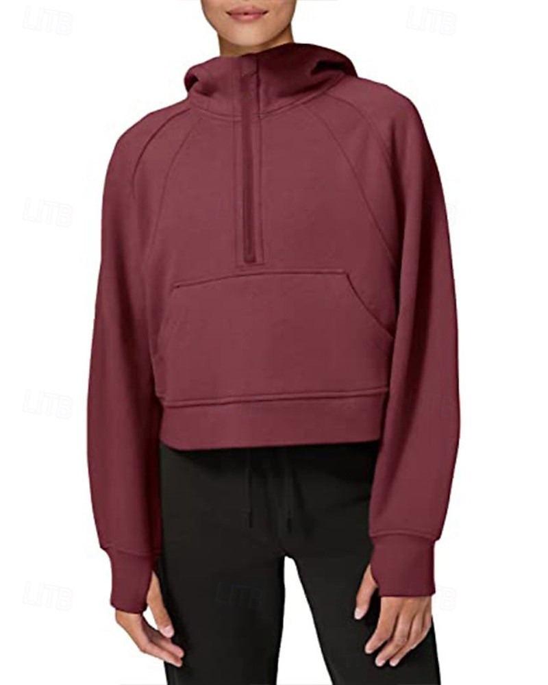 Women's Pullover Hoodie Sweatshirt Plain Streetwear Casual Long Sleeve Hooded Regular Tops Street Holiday Zipper Light Pink Black Pink Red Navy Blue Winter 2025 - $25.99 –P14