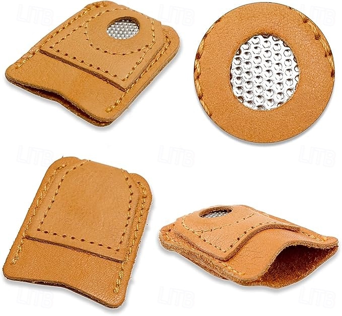 4 dedales de cuero para coser a mano, acolchado, protectores de dedos de cuero, alfileres, agujas, accesorios para manualidades de tejido, herramientas de costura DIY, 2 tamaños 2026 - $15.99 –P4