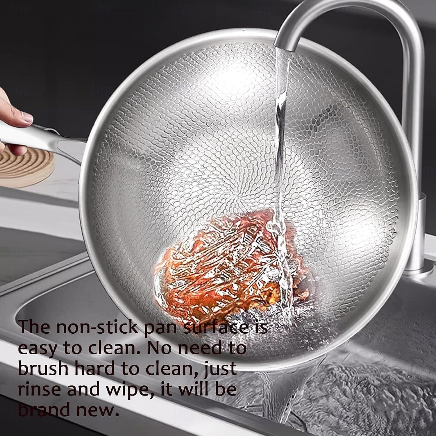 padella martellata in titanio pro con coperchio, padelle antiaderenti multifunzionali ultra resistenti e antigraffio per cucinare in cucina del 2025 a $67.99 –P11
