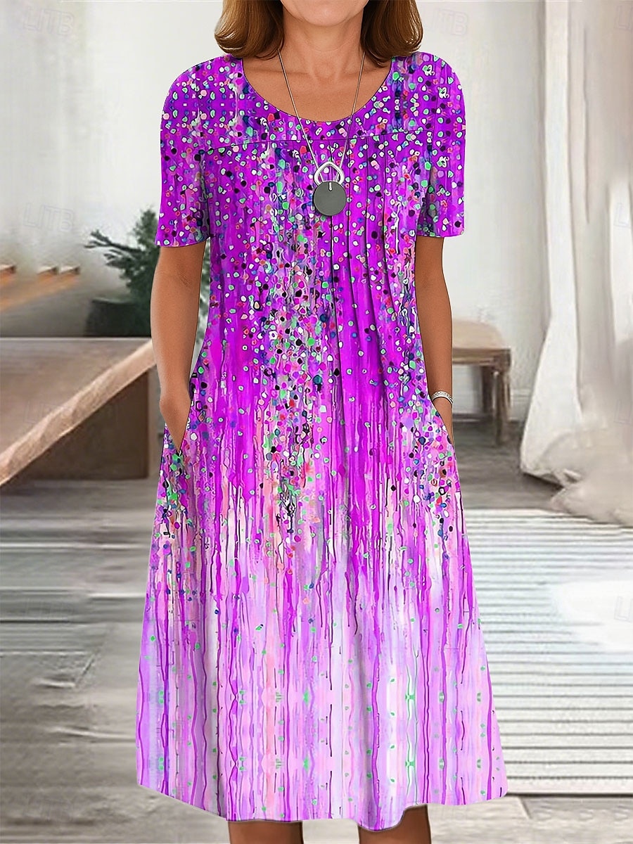 Pentru femei Rochii Midi Rochii Tricou Rochie A line Rochie de vară Vacanță Casual Zilnic Fit regulat Ombre Grafic Manșon scurt Stil Nautic Roșu-aprins Albastru piscină Mov Trifoi Vară Primăvară 2025 - $31.99 –P3