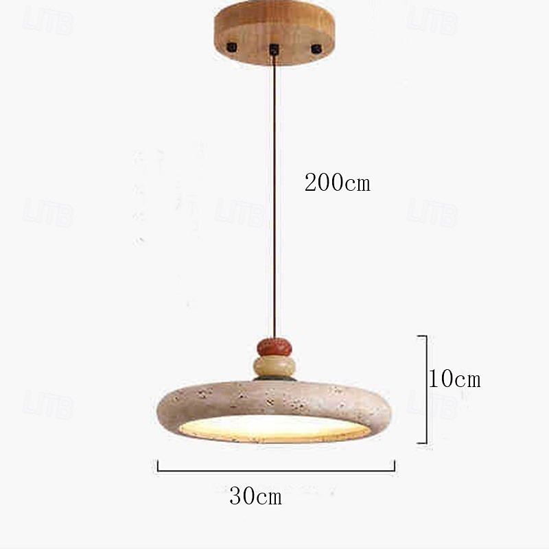 Lampadario in pietra naturale wabi sabi, lampadario rotondo a LED in pietra di grotta gialla, lampadario in legno nordico, isola cucina, luci a sospensione in travertino giallo in stile giapponese. del 2025 a $279.99 –P6