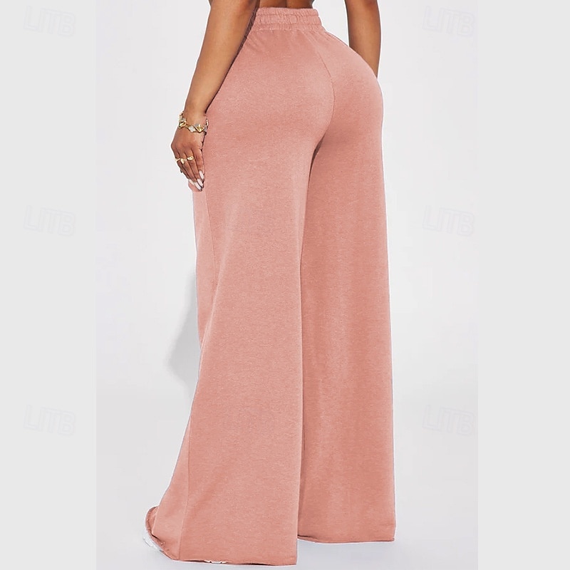 Mujer Perneras anchas Chinos Casual Medio corto Cintura Media Plano Perneras anchas Cintura elástica Confortable Transpirabilidad Deporte Casual Diario Negro Amarillo Rosa Vino Primavera Otoño Holgado 2025 - $22.99 –P9