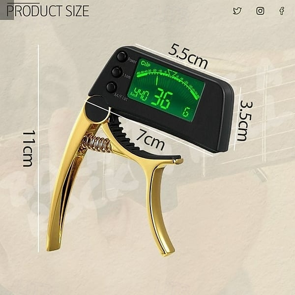Accordatore per capotasto per chitarra a doppio uso con display LCD, in lega di zinco, 2 in 1, capotasto e accordatore per chitarra acustica elettrica, strumento di regolazione precisa del 2025 a $29.99 –P8