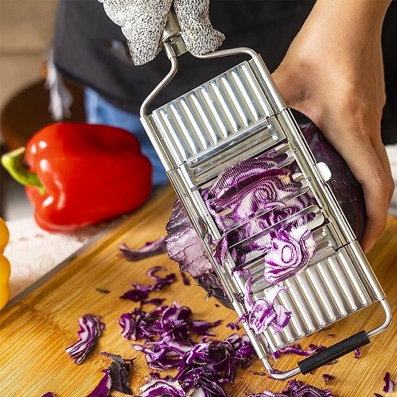 Multifunktionaler Gemüseschneider, manueller Edelstahlschneider für Kartoffeln, Karotten und Gurken, vertikale Küchenreibe zum Raspeln, Schneiden und Hacken, einfach zu verwendendes Werkzeug 2025 - $18.99 –P2