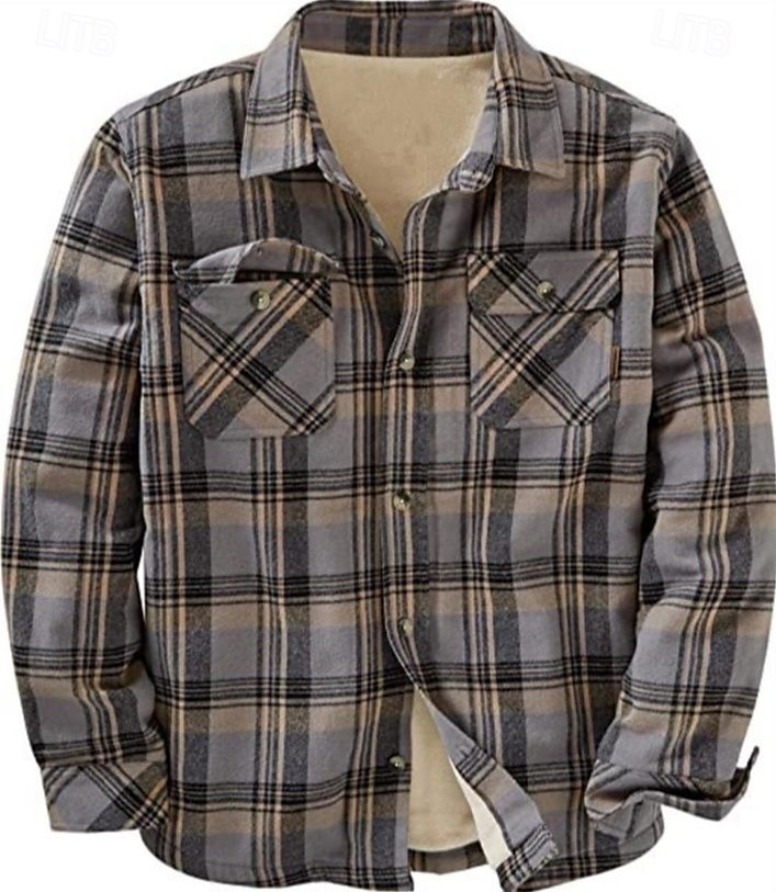 Per uomo Plaid Camicia di flanella Sopracamicia Manica Lunga Camicia Collo ripiegato Streetwear Quotidiano Stampa Giallo Chiaro Rosso+Grigio+Nero Nero + grigio scuro + blu navy Blu Arancione Bottonato del 2025 a $9.99 –P8