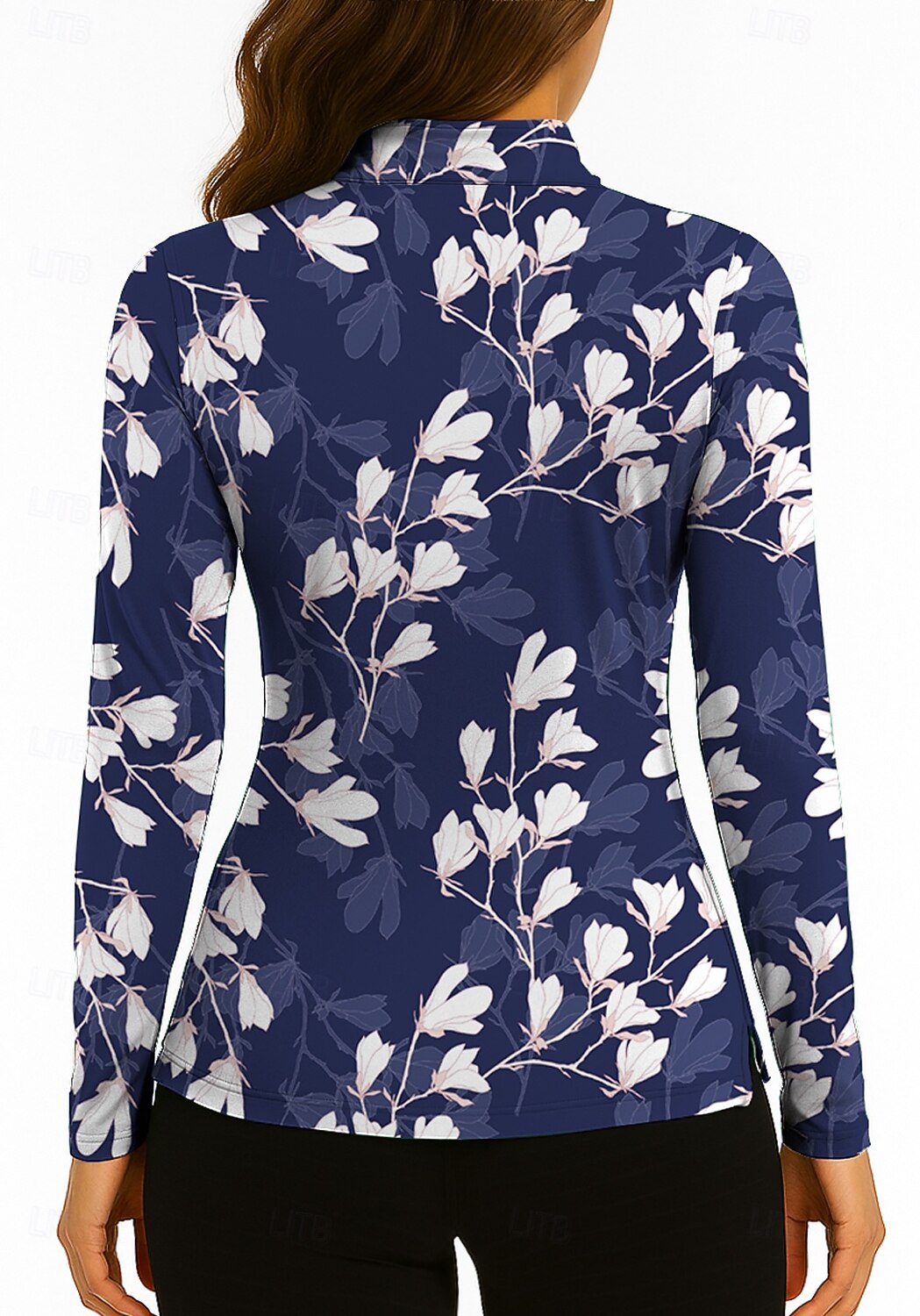 Mujer Flores Tops Camisas de polo Camiseta de tenis Manga Larga Estampado Cremallera de un cuarto Pullover Protección UV Elástico Transpirable Tenis Golf pepinillo Escote Chino Cuello con cremallera 2025 - $28.99 –P2
