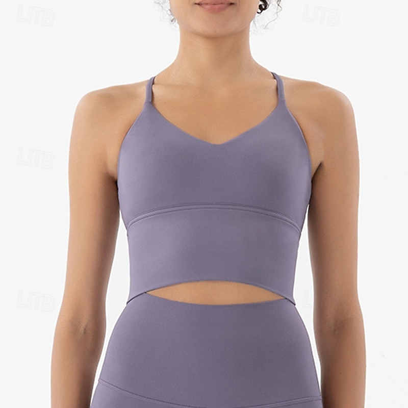 Damen Yoga Crop Tank Top Sport-BH Unterwäsche Medium Unterstützung Bürgellos Gefüttert Einfarbig Sport Sportkleidung Hellrosa Meerblau Pilates Laufen Yoga 2025 - $21.99 –P8