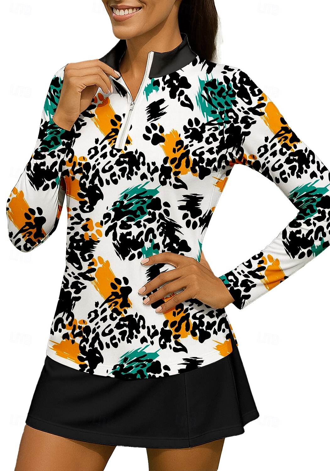 Women's Animal Leopard Sport Shirt Golf Polo Shirt Tennis Shirt Tennis Top Long Sleeve Zipper Floral UPF50+ UV Resistant High Elasticity Moisture Wicking Breathable Tennis Golf Pickleball Stand 2026 - $25.99 –P3