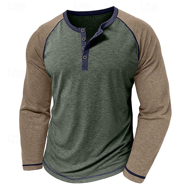 Herren Henley Hemd T-Shirt Baseball-T-Shirt Kurzarm Farbblock Designer Basic Böhmische Raglanärmel Henley Outdoor Lässig Täglich Sommer Herbst Schwarz Marineblau Blau Henley T-Shirt 2026 - $24.99 –P10