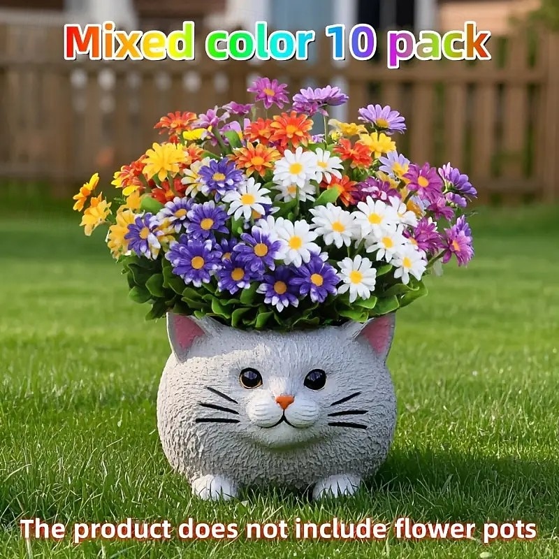 10 fiori artificiali da esterno, decorazioni floreali in plastica, bouquet di margherite artificiali resistenti ai raggi UV, arbusti di fiori artificiali per casa, hotel, ufficio, feste di matrimonio, del 2026 a $22.99 –P11