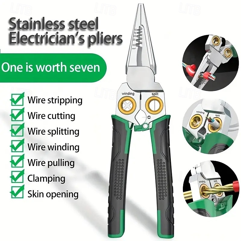 7 in 1 Multi-Functional Wire Stripper Scissor Multi-Functional Pliers with Needle Nose, Cutting, Crimping, and Stripping Blades for Wire Stripping & Crimping Tool 2025 - $41.99 –P3