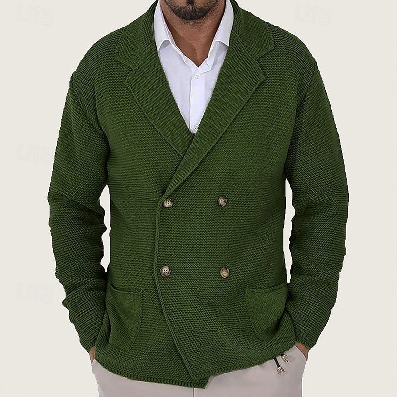 Per uomo Felpa Cardigan A Coste Maglia Top Regolari Lavorato a maglia Semplice Dentellato Moderno Contemporaneo Elegante casual Ufficio Casuale Abbigliamento Primavera & Autunno Nero Blu scuro S M L del 2025 a $41.99 –P3