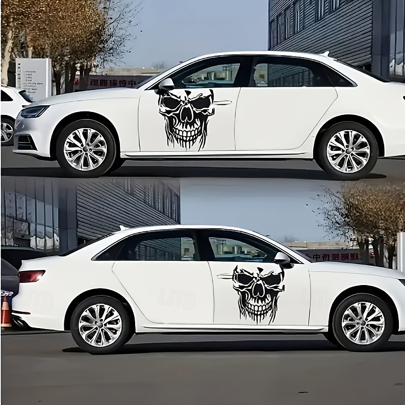 2 db nagy koponyás autómatrica - 58x50cm vízálló &karcálló vinil matricák oldalsó tükrökre, ablakokra, lökhárítókra - tökéletesek halloweenre &karácsonyi dekoráció tartós polietilén anyagból 2025 - $20.99 –P5