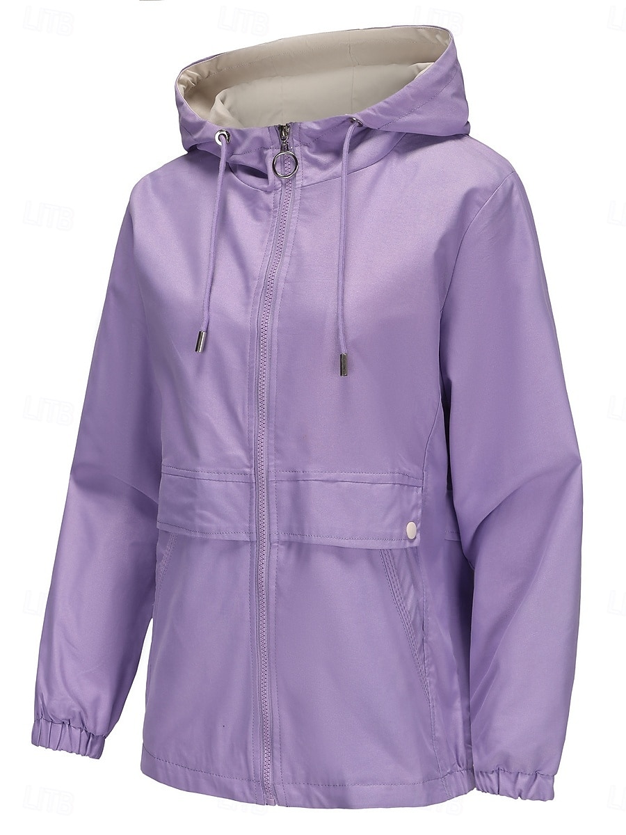 Dam Trenchcoat Hoodiejacka Bekväm Andningsfunktion Dragkedja Ficka Ledigt Slät Semester Gata Dagliga kläder Utekväll Dragkedja Normal Luvtröja Normal Långärmad Ytterkläder Svart Gul Vin Vår Höst 2025 - $51.99 –P6