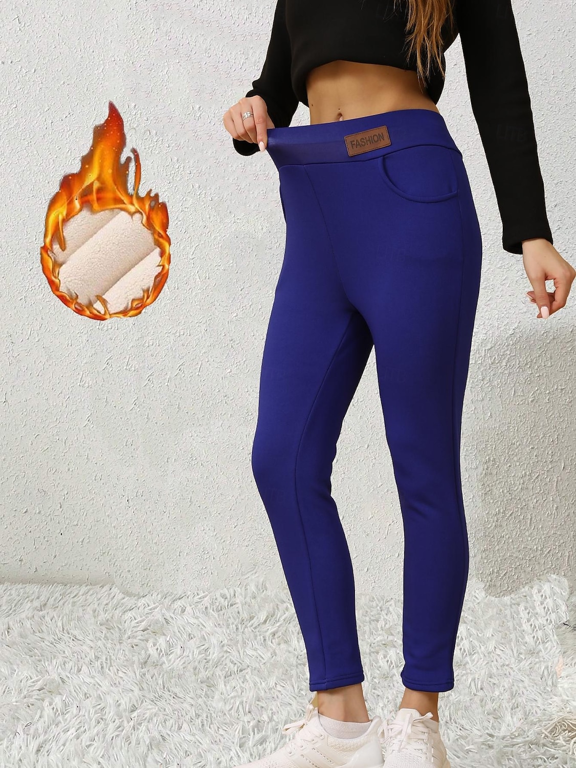 Femmes Taille EU / US Collants Élégant Athleisure Longueur complète Taille Haute Couleur Unie Tricoté Basique Confortable Doux Épaissir Micro-Élastique Sport & Loisir Décontracté Quotidien Bleu Roi de 2025 ? $13.99 –P4