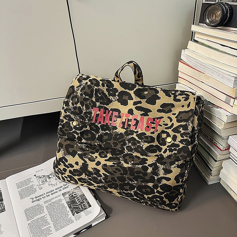 Leopard Print Corduroy Backpack for Girls – Y2K Aesthetic School Bag for Students, Daily Use & Back to School Season 2025 - $32.99 –P5