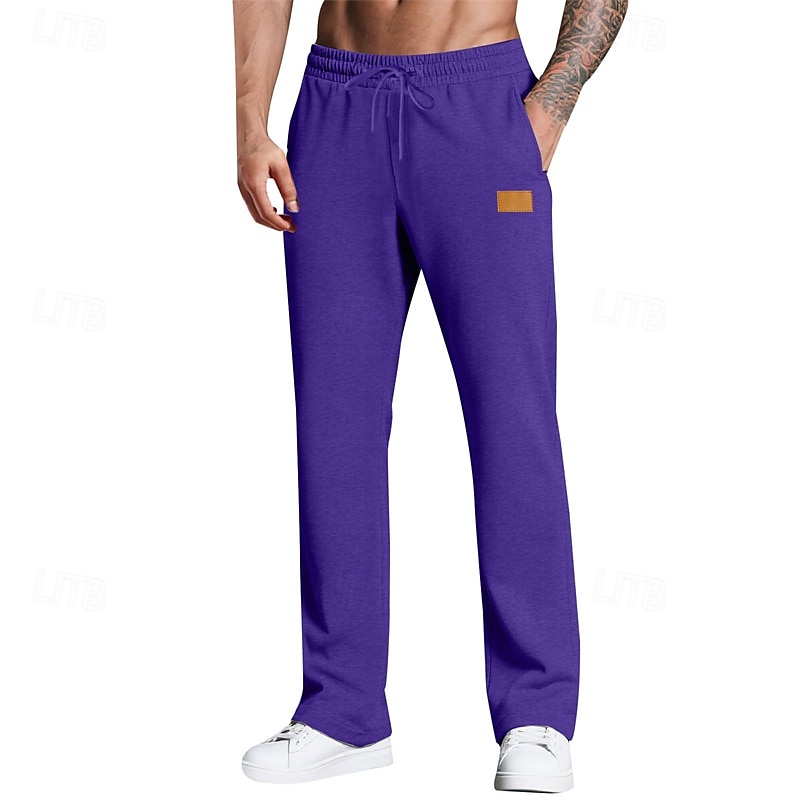 Herr Joggingbyxor Långbyxor Träningsbyxor med raka ben Ficka Elastisk midja Snörning Slät Komfort Utomhussport Dagligen Mode Ledigt Svart Vit Microelastisk 2025 - $17.99 –P3