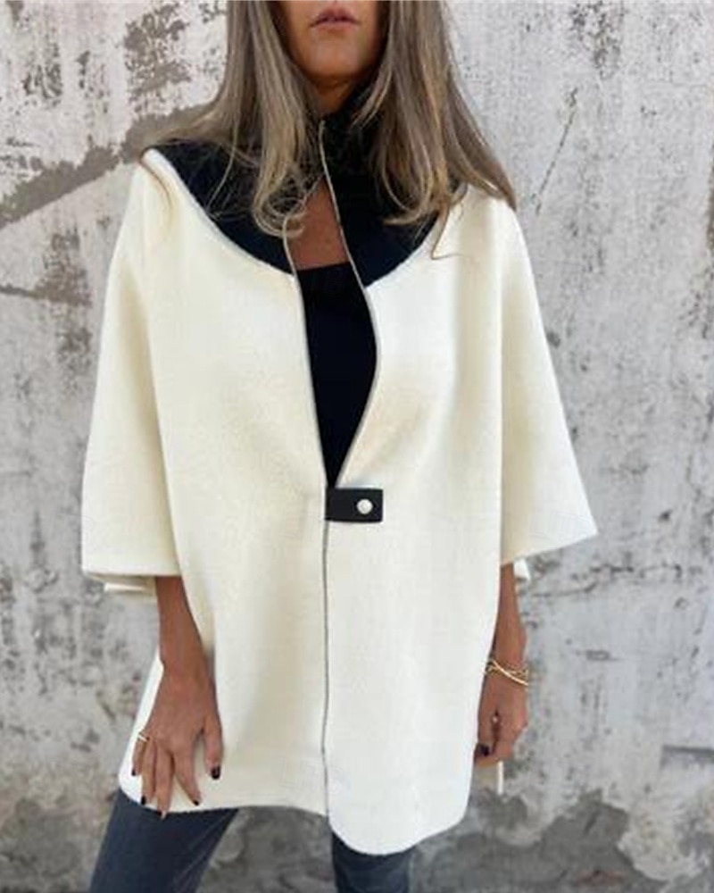 Damen Mantel Freizeitjacke Warm Bequem Patchwork Reißverschluss Mode Modern Lässig Farbblock Ausgehen Wochenende Reisverschluss Regulär Stehkragen Normale Passform Dreiviertelarm Oberbekleidung 2025 - $31.99 –P2