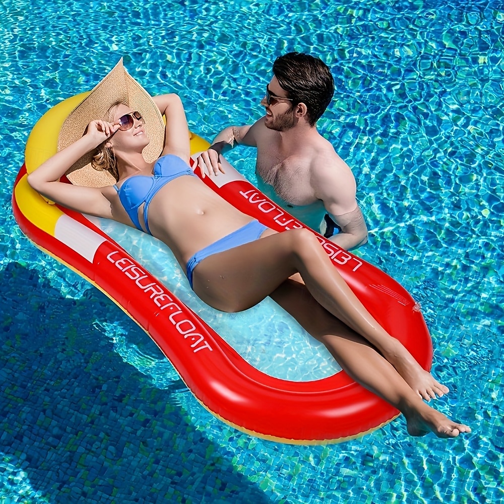 1pc Large PVC Inflatable Pool Float with Sun Hat Design - Durable Foldable and Portable for Beach and Pool Parties Pool Relaxation EssentialsPlayful Pool AccessoryDurable Pool Float 2025 - $36.99 –P1