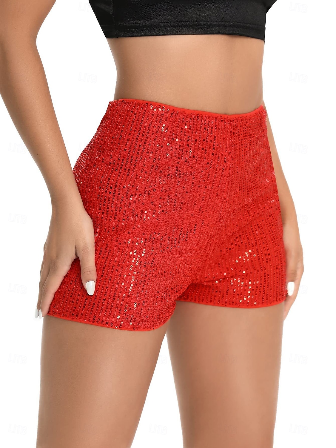 Femmes Shorts Mode Occasionnel Longueur mollet Naturel Scintillant Paillettes Confortable Décontracté Quotidien Argent Noir Champagne Jaune Été Printemps Slim de 2025 ? $17.99 –P13
